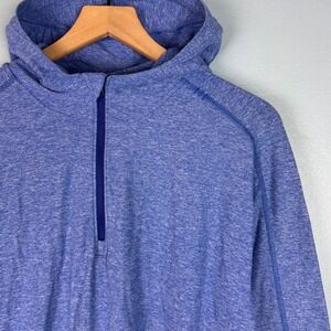 Lululemon Surge Hoodie Men's 2XL Heathered Blue Quarter Zip Performance Stretch